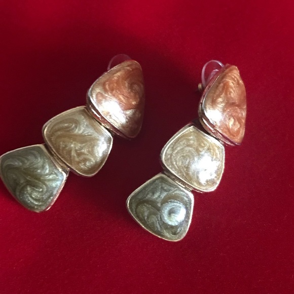 Jewelry - Post earrings, dangle, beautiful enamel swirls.